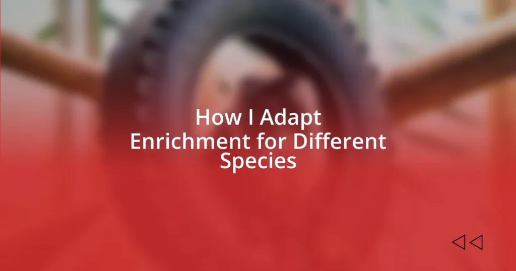 How I Adapt Enrichment for Different Species