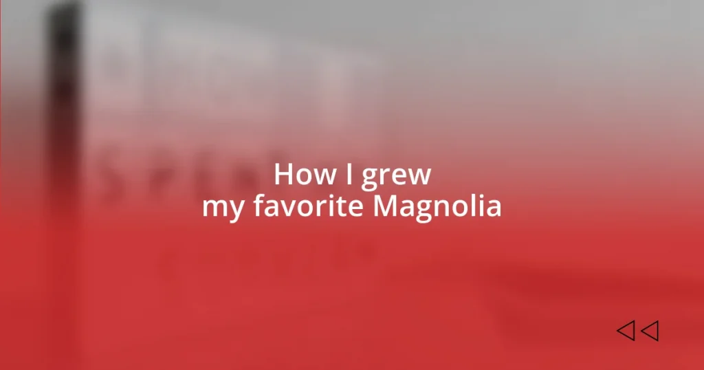 How I grew my favorite Magnolia