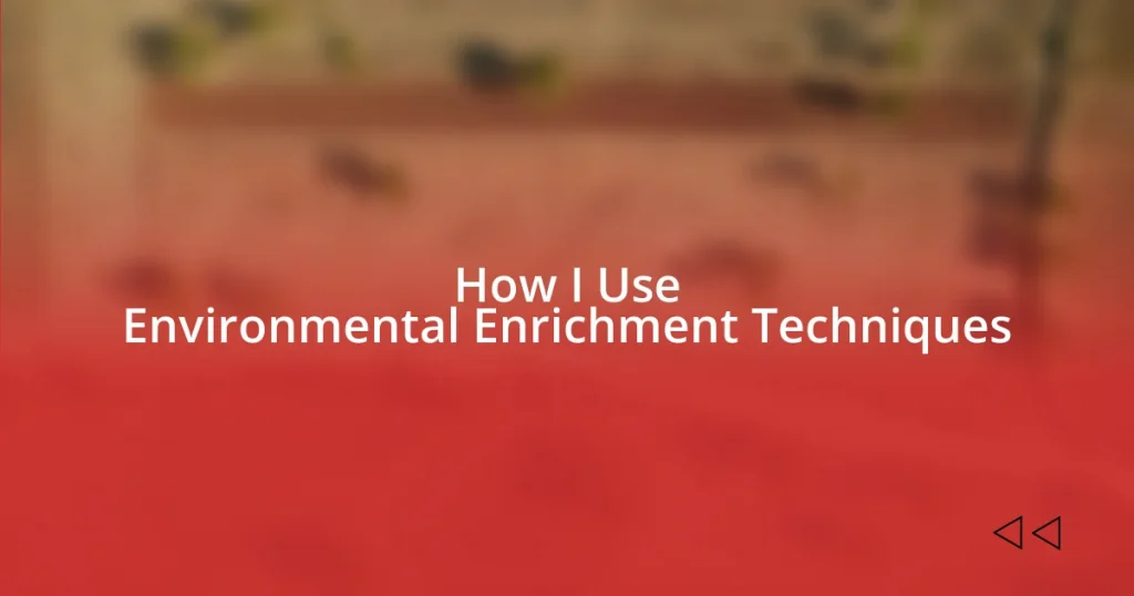 How I Use Environmental Enrichment Techniques