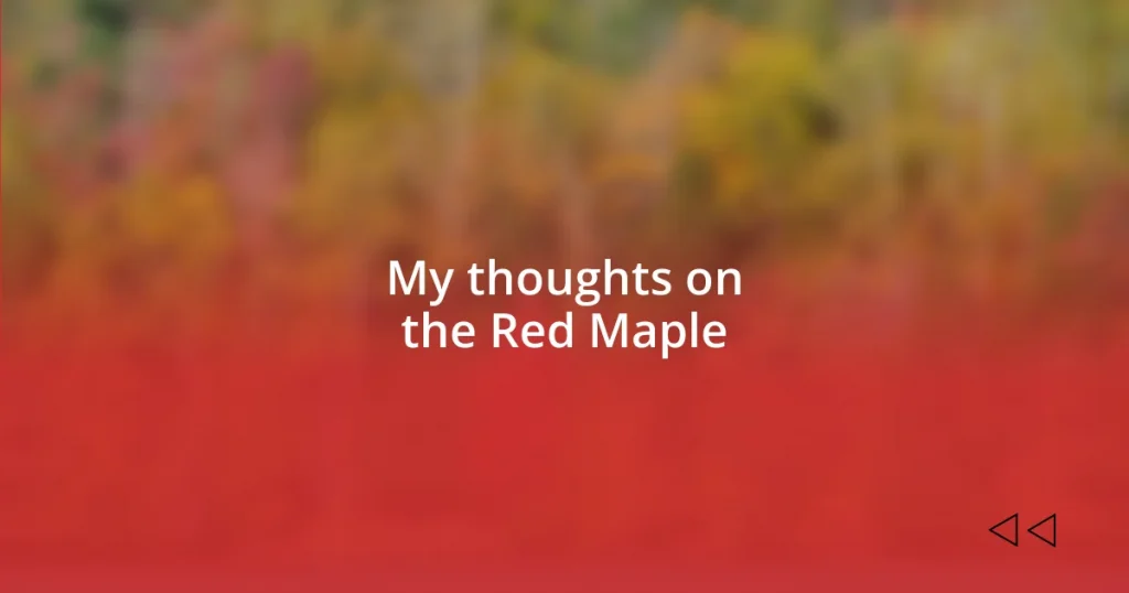 My thoughts on the Red Maple