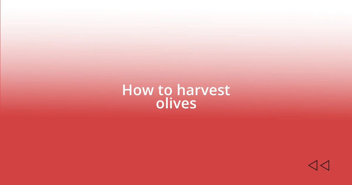 How to harvest olives