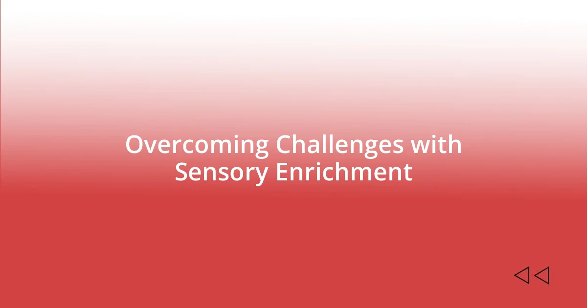 Overcoming Challenges with Sensory Enrichment