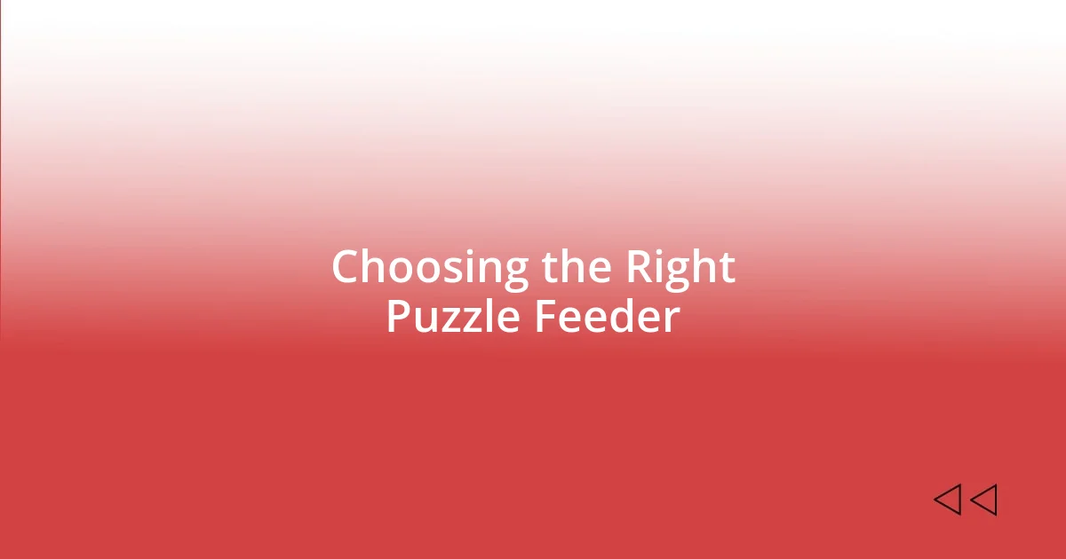 Choosing the Right Puzzle Feeder