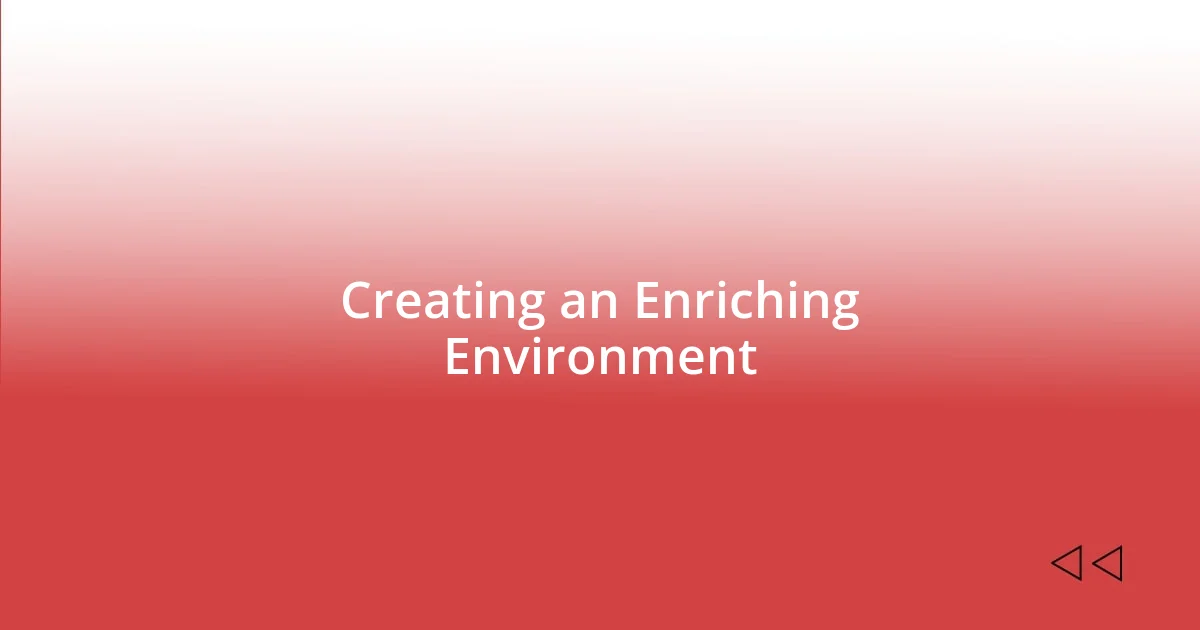 Creating an Enriching Environment