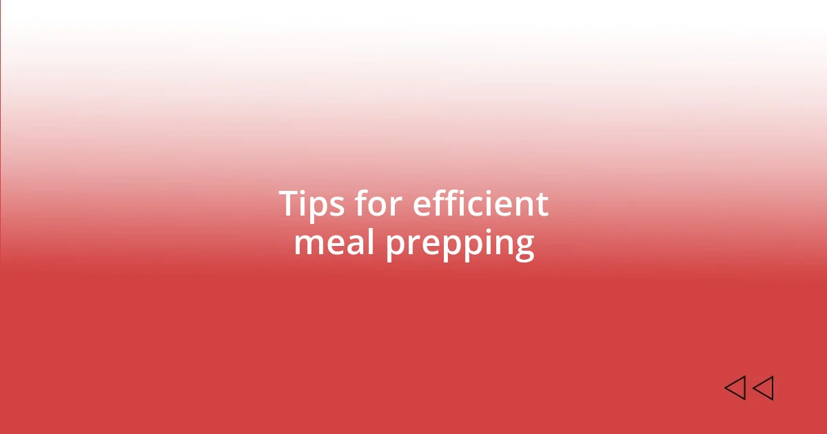 Tips for efficient meal prepping