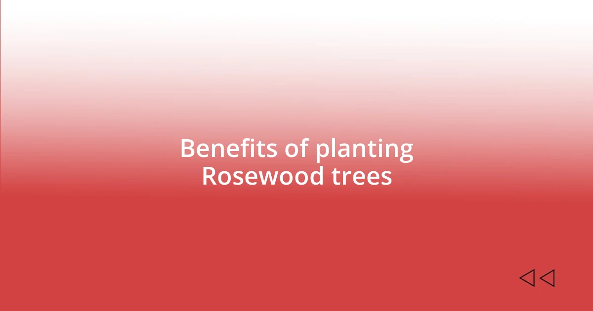 Benefits of planting Rosewood trees