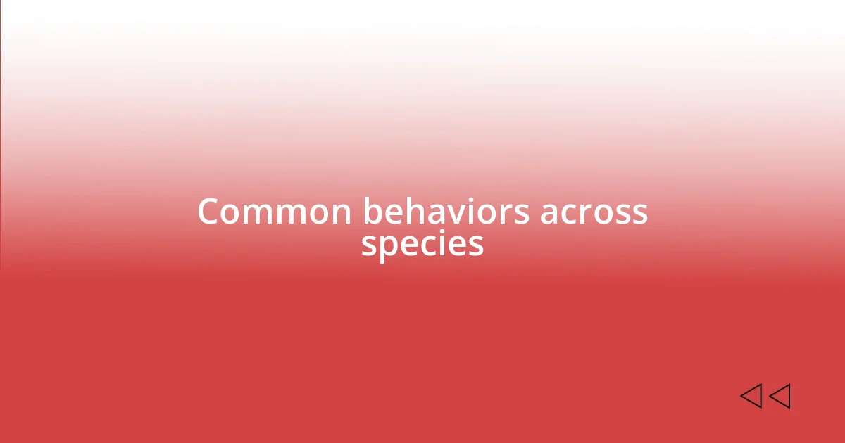 Common behaviors across species