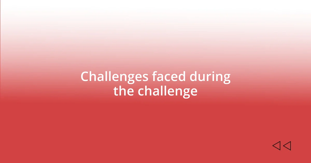 Challenges faced during the challenge